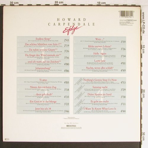 Carpendale,Howard: Erfolge, Foc, EMI(7 90170 1), D, 1988 - 2LP - Y4001 - 7,50 Euro