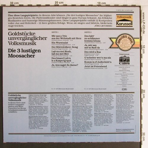 3 lustigen Moosacher: Goldstücke unvergänglicher Volksmus, Karussell(2872 189), D,  - LP - Y4044 - 6,00 Euro
