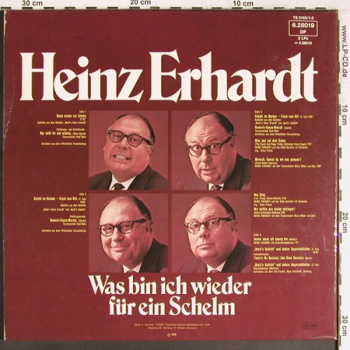 Erhardt,Heinz: Was bin ich wieder für ein Schelm, Telefunken (6.28019 DP), D, Foc, 1972 Typ: 2LP Best.-Nr.: Y4081 Preis: 6,00 Euro