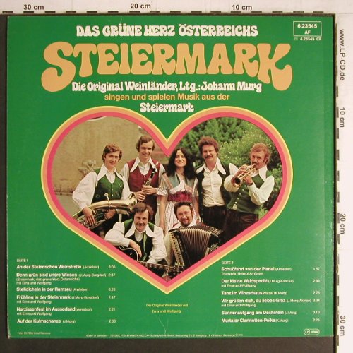 Original Weinländer: Steiermark, Ltg. Johann Murg, Telefunken(6.23545 AF), D, 1978 - LP - Y4221 - 6,00 Euro