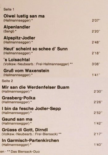Sangl,Joe & Werdenfelser Musikanten: Lustig San Ma, Telefunken (6.22024 AF), D, 1974 Typ: LP Best.-Nr.: Y4239 Preis: 6,00 Euro