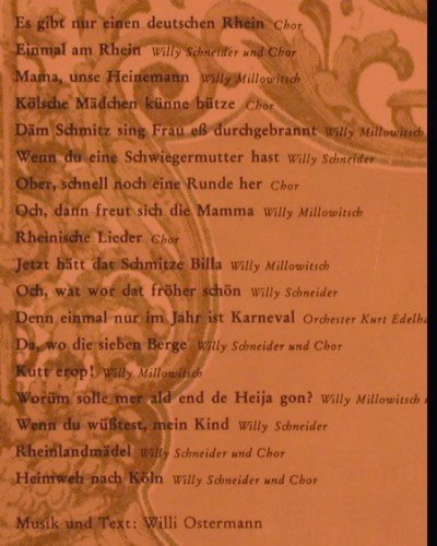 V.A.Einmal am Rhein: Millowitsch,W.Schneider,K.A.Thelen, Polydor(237 421), D, 1965 - LP - Y4257 - 9,00 Euro