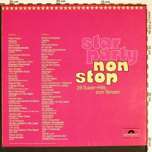 V.A.Star Party Non Stop: Peter Rubin... D.Lavi (Potpourri), Polydor Club-Ed. (61 510), D, 28Tr., 1971 Typ: LP Best.-Nr.: Y4296 Preis: 6,00 Euro