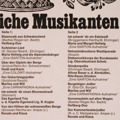 V.A.Volkstümliche Musikanten: Hellberg Duo...Renate u.Klaus, HörZu (SHZEL 712), D, 12 Tr. Typ: LP Best.-Nr.: Y4350 Preis: 6,00 Euro
