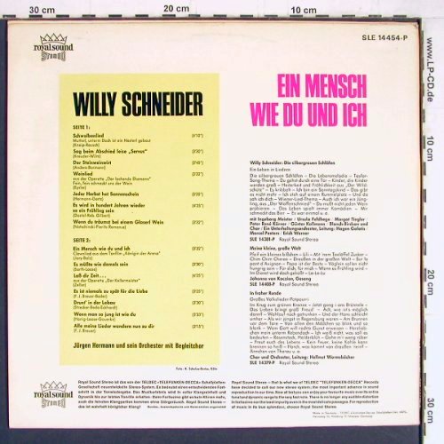 Schneider,Willy: Ein Mensch wie du und ich, Telefunken (SLE 14 454-P), D Typ: LP Best.-Nr.: Y4386 Preis: 6,00 Euro