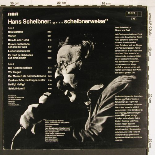 Scheibner,Hans: ...Scheibnerweise, RCA (PL 28413), D, 1981 Typ: LP Best.-Nr.: Y4415 Preis: 6,00 Euro