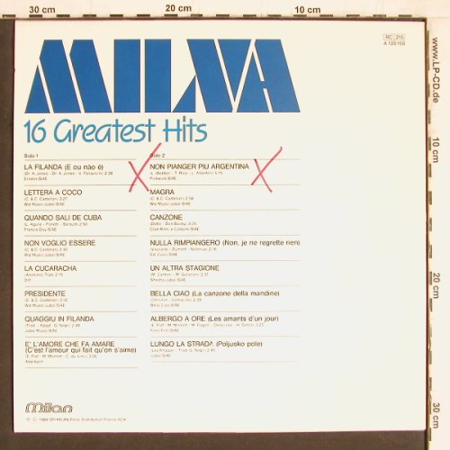 Milva: 16 Greatest Hits, Woc, Milan(A 120 158), F, 1982 - LP - Y4583 - 5,00 Euro