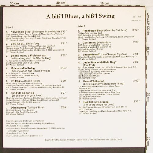 von Diringshofen,Dieter/W.Schlierf: A biß'l Blues a biß'l Swing, Foc, TeBiTo Produktion (037), D Typ: LP Best.-Nr.: Y4611 Preis: 7,50 Euro