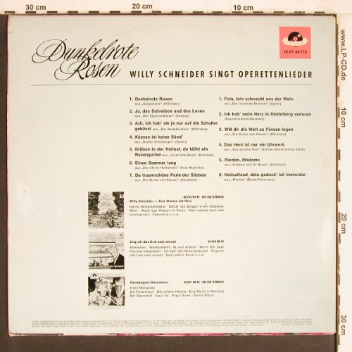 Schneider,Willy: Dunkelrote Rosen, m /vg+, Polydor (46 778), D, Mono, 1963 Typ: LP Best.-Nr.: Y4644 Preis: 6,00 Euro