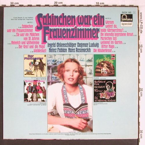 V.A.Sabinchen war ein Frauenzimmer: Ingrid Ohlenschläger,Dagmar Ludwig, Fontana (6434 148), D Typ: LP Best.-Nr.: Y4691 Preis: 6,00 Euro