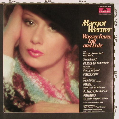 Werner,Margot: Wasser, Feuer, Luft und Erde, Polydor (2371 663), D, 1976 Typ: LP Best.-Nr.: Y481 Preis: 7,50 Euro