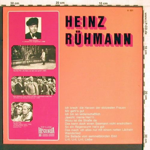 Rühmann,Heinz: Same (hist.rec.), Top Classic/Historia(H 601), D, woc, 1969 - LP - Y4859 - 7,50 Euro