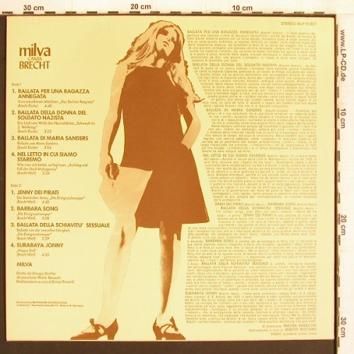 Milva: Canta Brecht,Dirett.Giorgo Strehler, Dischi(MLP 15.927), D, 1971 - LP - Y4985 - 7,50 Euro