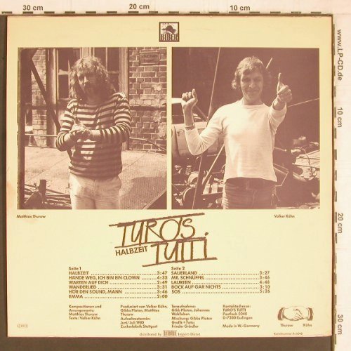 Turo's Tutti: Halbzeit, Biber (Bi 6040), D, 1980 Typ: LP Best.-Nr.: Y5108 Preis: 6,00 Euro