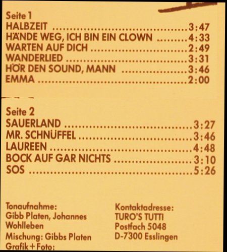 Turo's Tutti: Halbzeit, Biber (Bi 6040), D, 1980 Typ: LP Best.-Nr.: Y5108 Preis: 6,00 Euro