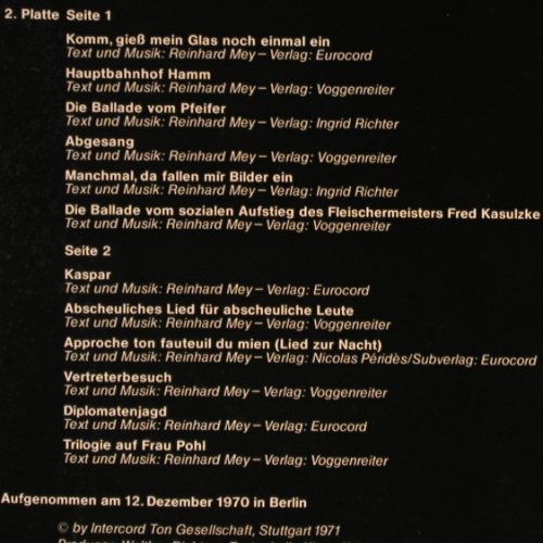 Mey,Reinhard: Live, Foc, Neuauflage, No Poster, Intercord(28 746-6), D,  - 2LP - Y5115 - 6,00 Euro