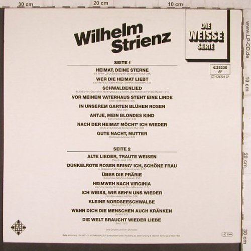 Strienz,Wilhelm: Die Weisse Serie (1968), Telefunken (6.25 236 AF), D, Ri, 1982 Typ: LP Best.-Nr.: Y5123 Preis: 5,00 Euro