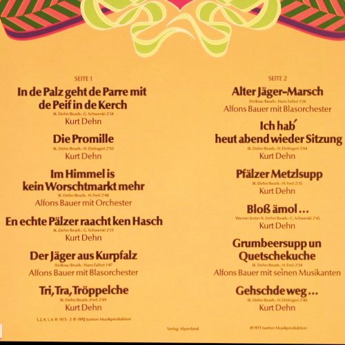 Dehn,Kurt: Fröhliche Pfalz, Polydor(2418 622), D, 1973 - LP - Y5126 - 6,00 Euro