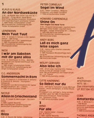 V.A.Hits'85: Das deutsche Doppelalbum,Foc, Ariola(302 591-503), D, co, 1985 - 2LP - Y5182 - 6,00 Euro