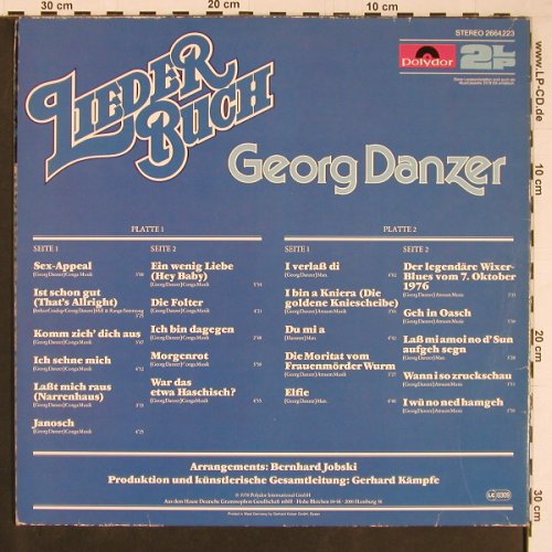 Danzer,Georg: Liederbuch, Foc, Polydor(2664 223), D, Ri, 1978 - 2LP - Y520 - 7,50 Euro