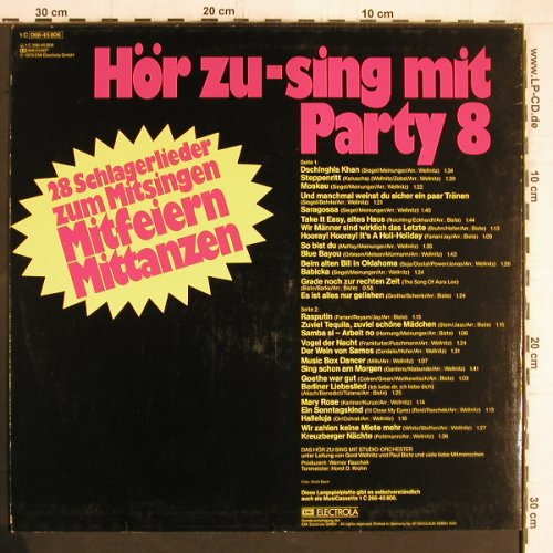 V.A.HörZu - sing mit Party 8: Wellnitz,Gerd/Paul Biste&StudioOrch, HrZu(066-45 806), D, 1979 - LP - Y5240 - 4,00 Euro