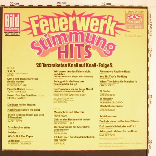 V.A.Feuerwerk Stimmungs Hits: 28 Tanzraketen Knall...Folge 2, Karussell(2415 307), D,  - LP - Y5242 - 4,00 Euro