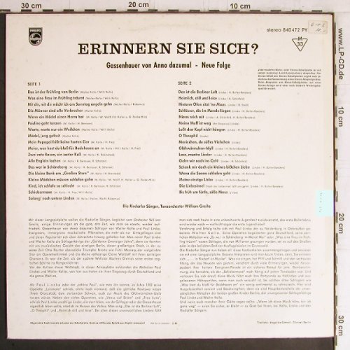Rixdorfer Sänger-Tantorch.W.Greihs: Erinnern Sie Sich ? - Neue Folge, Philips(840 472 PY), D, 1966 - LP - Y5337 - 5,00 Euro