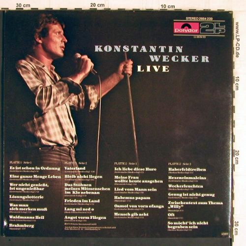 Wecker,Konstantin: Live, Foc, Polydor (2664 239), D, 1979 Typ: 2LP Best.-Nr.: Y5506 Preis: 7,50 Euro