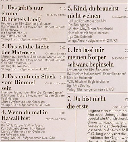 V.A.Schlagerparade: 1931, L.Harvey,ComedianH.,Hörbiger, Der goldene Trichter (15 6304 1), D Typ: LP Best.-Nr.: Y5596 Preis: 5,00 Euro