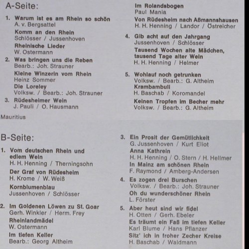Orchester Rheingold &d.frohenSänger: Fröhliche Rheinfahrt, Amati(A LP 102), D,  - LP - Y5667 - 6,00 Euro