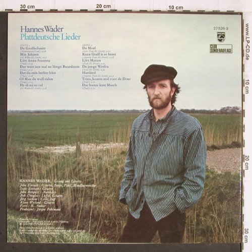 Wader,Hannes: Plattdeutsche Lieder, Club-Auflage, Philips (27 526-3), D, 1974 Typ: LP Best.-Nr.: Y5669 Preis: 7,50 Euro