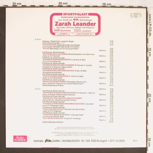 Leander,Zarah: uih-Zahrah Live, A.Hulphers,Flügel, Intermaste (2287031), D, 1987 Typ: LP Best.-Nr.: Y5744 Preis: 7,50 Euro