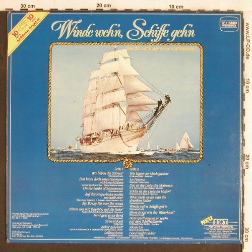 Biste,Paul - Chor und Orchester: Winde weh'n,Schiffe geh'n, 20 Tr., Arcade (ADEG 156), D, Foc Typ: LP Best.-Nr.: Y5845 Preis: 6,00 Euro