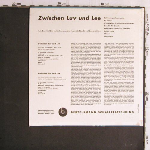 Timm,Hein / Karl Otto / Seemannchor: Zwischen Luv und Lee, Bertelsmann (33 724), D, vg+/m- Typ: 10" Best.-Nr.: Y5864 Preis: 7,50 Euro