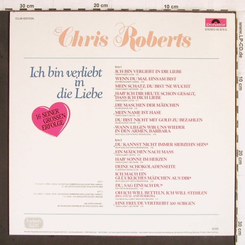 Roberts,Chris: Ich bin verliebt in die Liebe, Polydor Club-Ed.(40 876 5), D,  - LP - Y5909 - 6,00 Euro