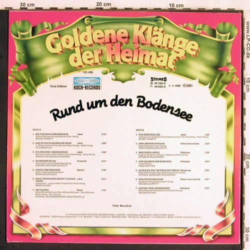 V.A.Rund um den Bodensee: Goldene Klänge der Heimat, Koch (42 158-6), A,Club Ed, 1986 Typ: LP Best.-Nr.: Y5932 Preis: 6,00 Euro