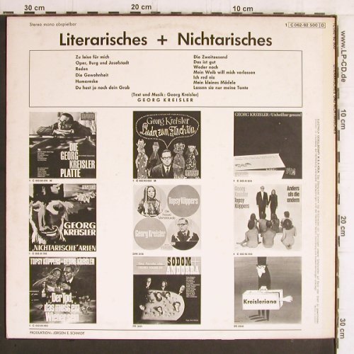 Kreisler,Georg: Litererisches + Nichtarisch, Preiser (C 062-92 500), D Typ: LP Best.-Nr.: Y6201 Preis: 20,00 Euro