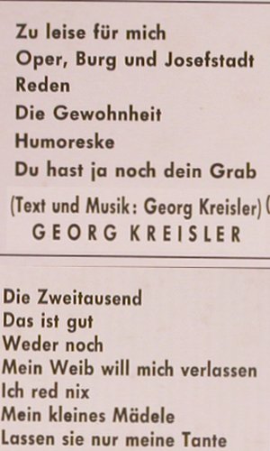 Kreisler,Georg: Litererisches + Nichtarisch, Preiser (C 062-92 500), D Typ: LP Best.-Nr.: Y6201 Preis: 20,00 Euro