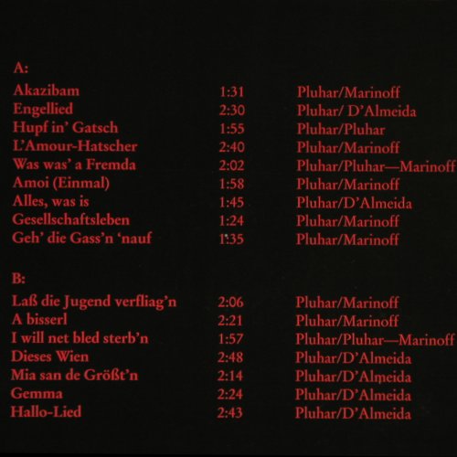 Marinoff - Pluhar - D'Almeida: Wiener Lieder, Extraplatte/ E.T.E.(EX 121 /Nr.004), , 1990 - LP - Y6202 - 12,50 Euro