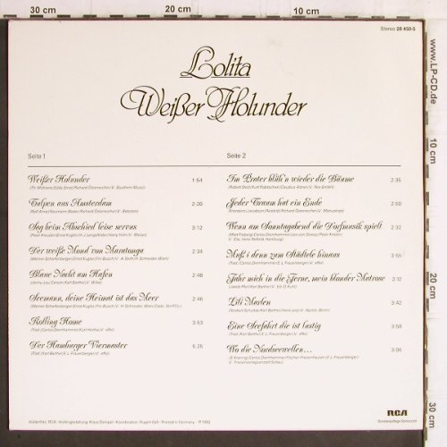 Lolita: Weißer Holunder, Sonocord/RCA(28 450-5), D, 1982 - LP - Y6262 - 6,00 Euro