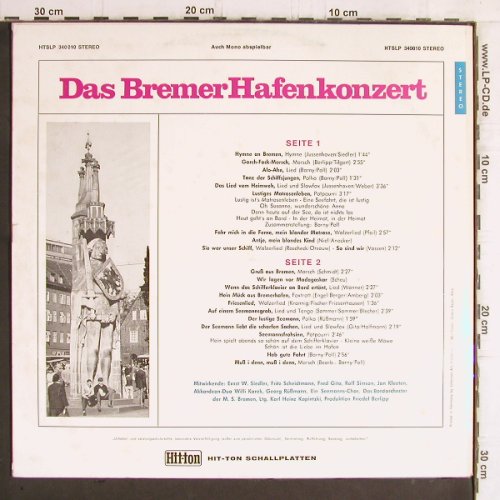 V.A.Bremer Hafenkonzert: Hymne an Bremen...Muß i den,..., Hit-ton(HTSLP 340010), D, vg+/m-,  - LP - Y6263 - 6,00 Euro