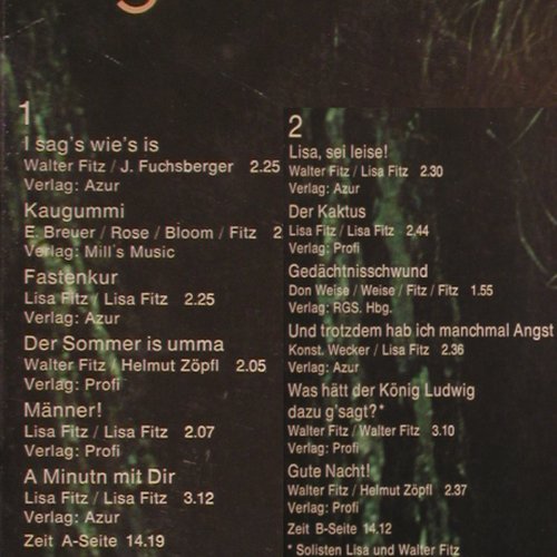 Fitz,Lisa: I sag's wie's is, signiert, vg+/m-, m rec. (89 346 IT), D, 1975 Typ: LP Best.-Nr.: Y6402 Preis: 9,00 Euro