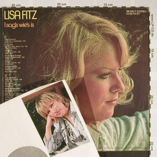 Fitz,Lisa: I sag's wie's is, signiert, vg+/m-, m rec. (89 346 IT), D, 1975 Typ: LP Best.-Nr.: Y6402 Preis: 9,00 Euro