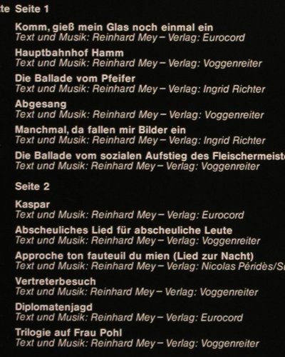 Mey,Reinhard: Live,Foc,+ Poster, Lim.Ed No.8886, Intercord/TVHören uSehen(746-08 Z/1-2), D,  - 2LP - Y6429 - 9,00 Euro