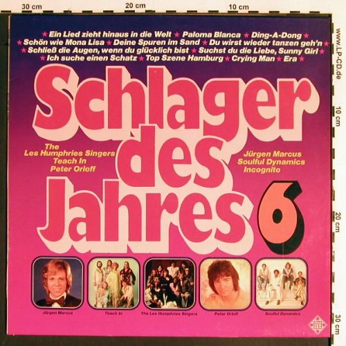 V.A.Schlager des Jahres 6: J.Marcus,L.Humphries,Teach In..., Telefunken (6.22283 AF), D, 1975 Typ: LP Best.-Nr.: Y6430 Preis: 4,00 Euro