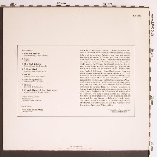 Durra,Freddi: Jüdische Brillanten,erzählt.u.singt, Preiser Records (PR 9850), A, vg+/m- Typ: LP Best.-Nr.: Y6438 Preis: 5,00 Euro