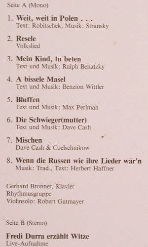Durra,Freddi: Jüdische Brillanten,erzählt.u.singt, Preiser Records (PR 9850), A, vg+/m- Typ: LP Best.-Nr.: Y6438 Preis: 5,00 Euro