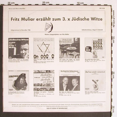 Muliar,Fritz: erzählt zum 3 x Jüdische Witze,stoc, Preiser Records(SPR 3138), A,rec.1966,  - LP - Y6444 - 6,00 Euro