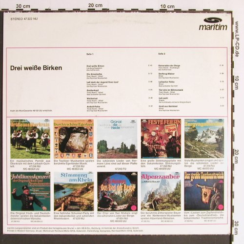 V.A.Drei weiße Birken: Teplitzer Musikanten,LaibacherQuint, Maritim(47 322), D,  - LP - Y6450 - 5,00 Euro