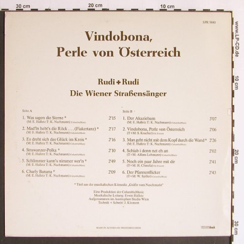 Rudi + Rudi (Wiener Straßensänger): Vindobona Perle von Österreich, Preiser Records(SPR 9840), A,  - LP - Y6459 - 6,00 Euro